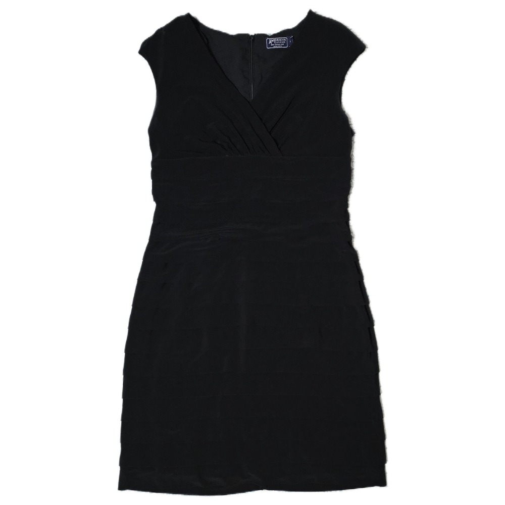 American Living Black Sleeveless Dress Size 8‎ Career Cocktail Party Layered (V)